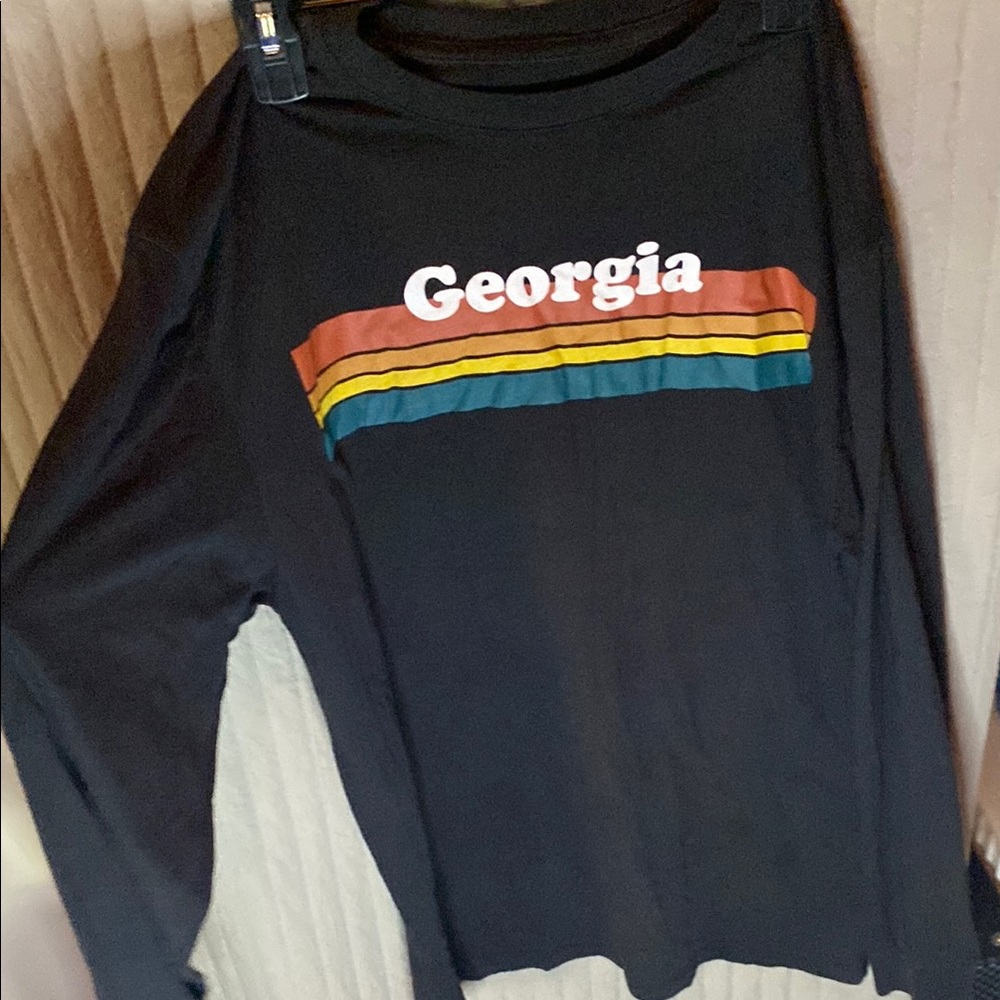 Georgia Black Long Sleeve Shirt with Stripes